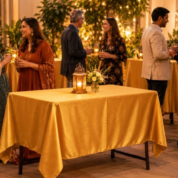 Dark Gold Tablecloth for hire
