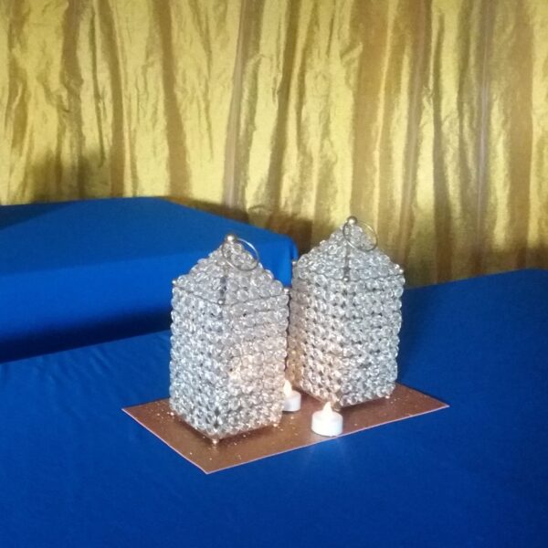 Glass Crystal Beaded Gold Lamps For hire